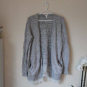 XL Thyme Maternity Sweater with Lace Bottom Detail